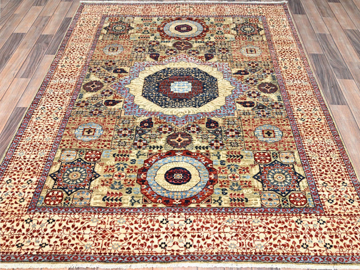 5'0" x 6'8" New Hand Knotted Green Wool Rectangle Oriental Rug - MOA10285864