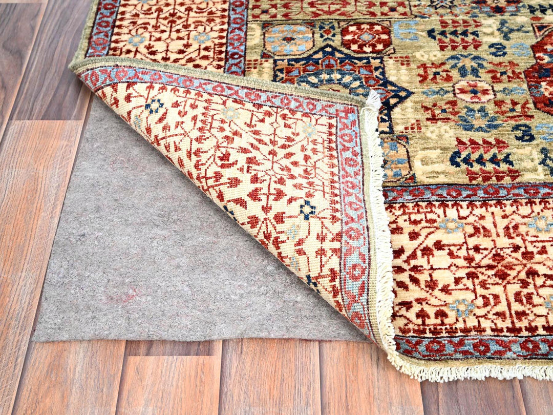5'0" x 6'8" New Hand Knotted Green Wool Rectangle Oriental Rug - MOA10285864