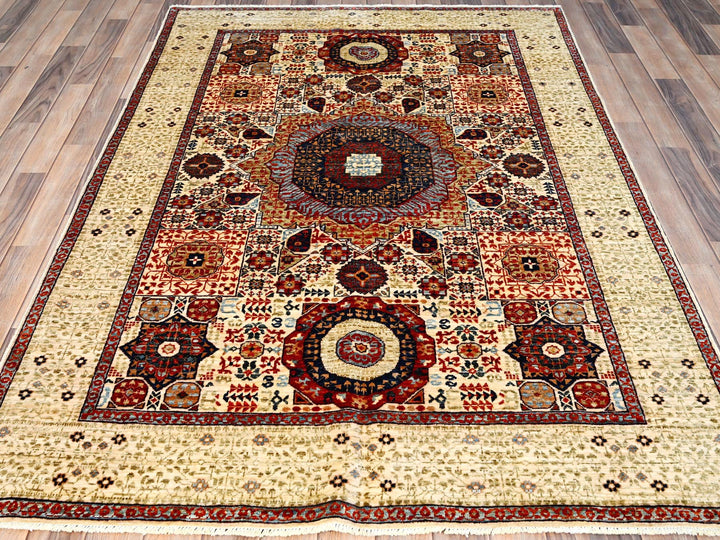 4'10" x 7'0" New Hand Knotted Ivory Wool Rectangle Oriental Rug - MOA10285865