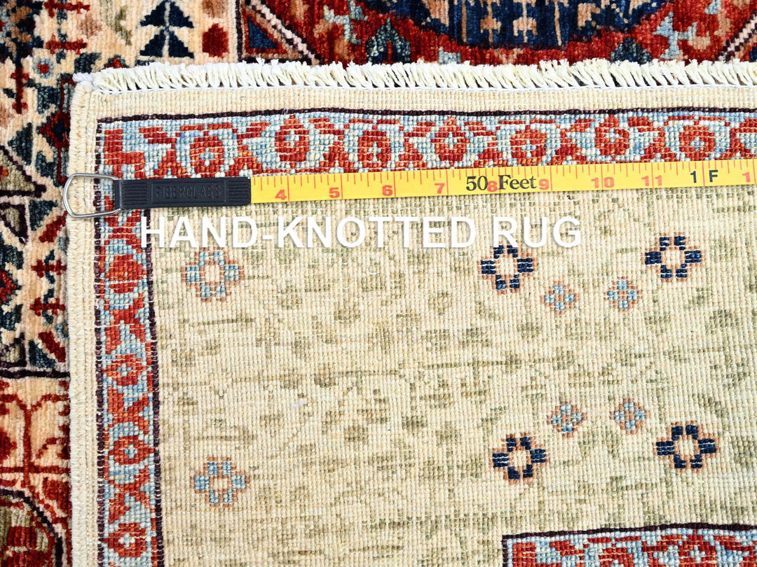 4'10" x 7'0" New Hand Knotted Ivory Wool Rectangle Oriental Rug - MOA10285865