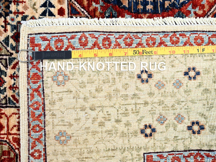 4'10" x 7'0" New Hand Knotted Ivory Wool Rectangle Oriental Rug - MOA10285865