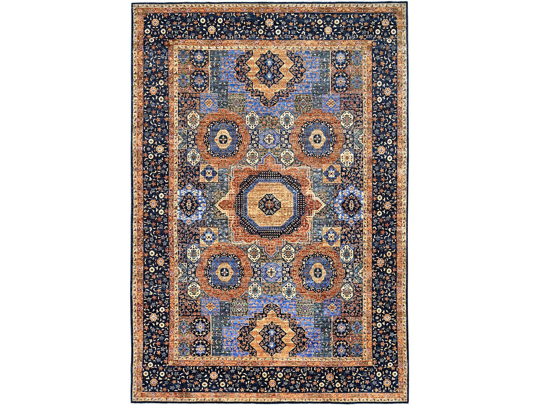 8'9" x 12'10" New Hand Knotted Blue Wool Rectangle Oriental Rug - MOA10285869