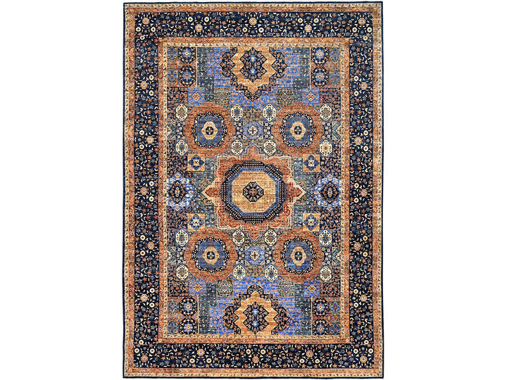 8'9" x 12'10" New Hand Knotted Blue Wool Rectangle Oriental Rug - MOA10285869