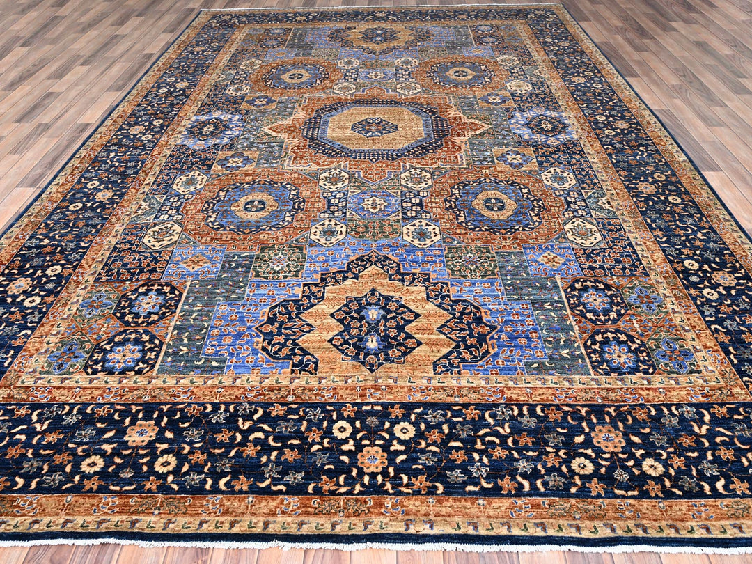 8'9" x 12'10" New Hand Knotted Blue Wool Rectangle Oriental Rug - MOA10285869
