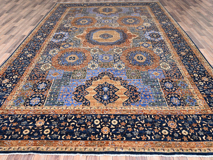 8'9" x 12'10" New Hand Knotted Blue Wool Rectangle Oriental Rug - MOA10285869
