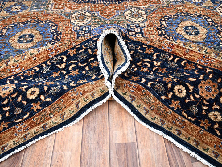 8'9" x 12'10" New Hand Knotted Blue Wool Rectangle Oriental Rug - MOA10285869