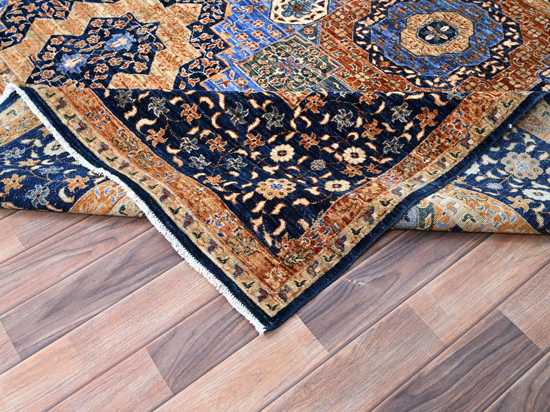 8'9" x 12'10" New Hand Knotted Blue Wool Rectangle Oriental Rug - MOA10285869