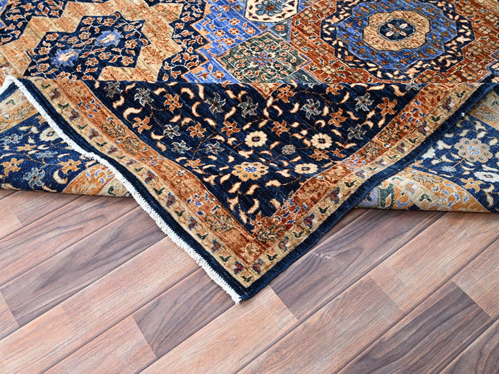 8'9" x 12'10" New Hand Knotted Blue Wool Rectangle Oriental Rug - MOA10285869