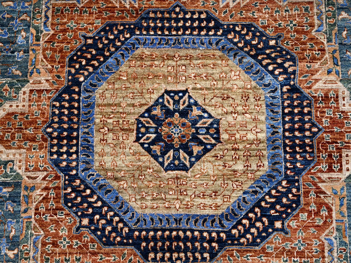 8'9" x 12'10" New Hand Knotted Blue Wool Rectangle Oriental Rug - MOA10285869
