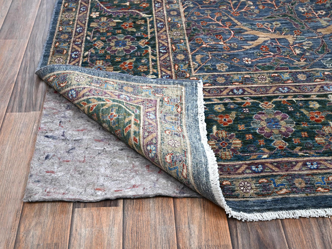 9'7" x 13'9" New Hand Knotted Blue Wool Rectangle Oriental Rug - MOA10285874