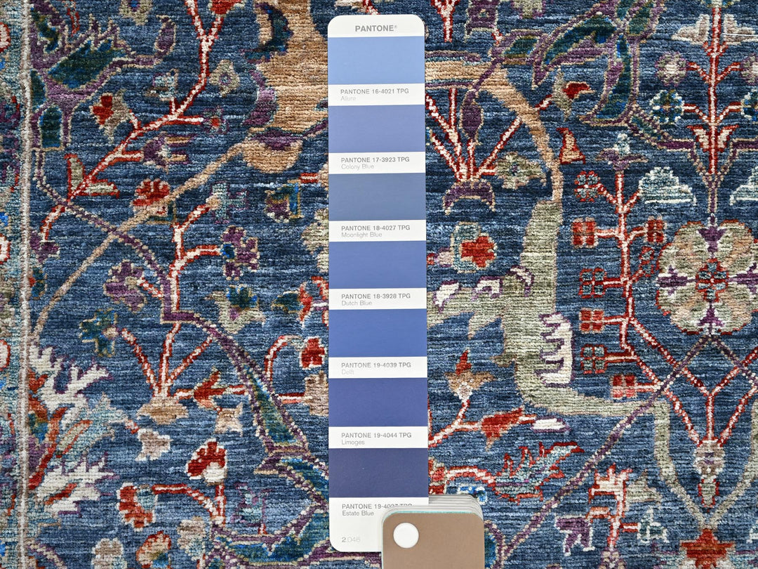 9'7" x 13'9" New Hand Knotted Blue Wool Rectangle Oriental Rug - MOA10285874