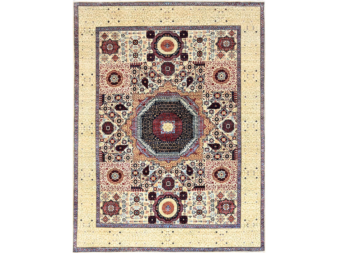 7'9" x 10'0" New Hand Knotted Ivory Wool Rectangle Oriental Rug - MOA10285877