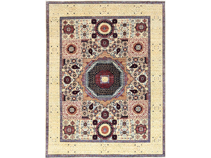 7'9" x 10'0" New Hand Knotted Ivory Wool Rectangle Oriental Rug - MOA10285877