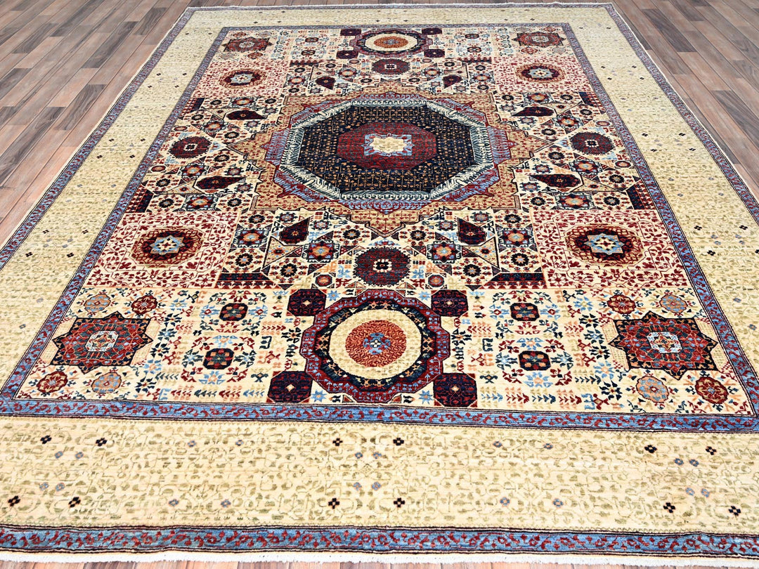 7'9" x 10'0" New Hand Knotted Ivory Wool Rectangle Oriental Rug - MOA10285877