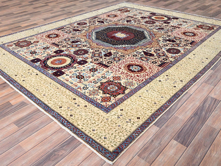7'9" x 10'0" New Hand Knotted Ivory Wool Rectangle Oriental Rug - MOA10285877