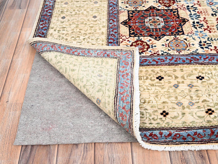 7'9" x 10'0" New Hand Knotted Ivory Wool Rectangle Oriental Rug - MOA10285877