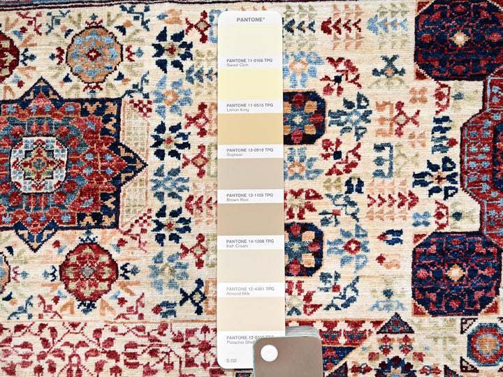 7'9" x 10'0" New Hand Knotted Ivory Wool Rectangle Oriental Rug - MOA10285877