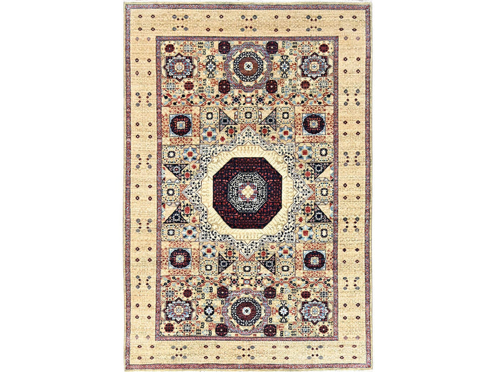 5'10" x 8'10" New Hand Knotted Yellow Wool Rectangle Oriental Rug - MOA10285879
