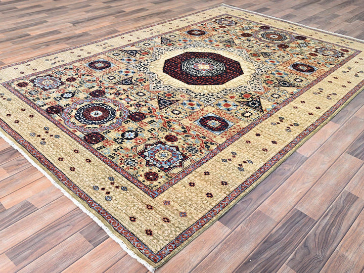 5'10" x 8'10" New Hand Knotted Yellow Wool Rectangle Oriental Rug - MOA10285879