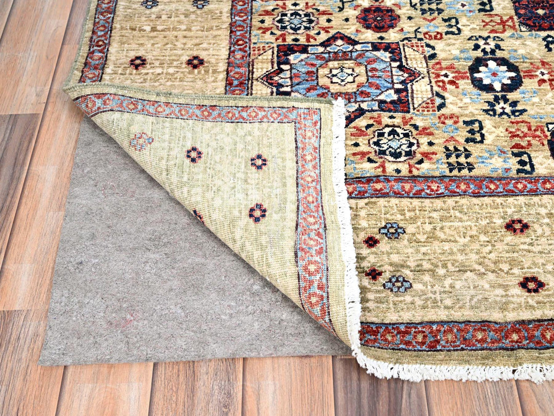5'10" x 8'10" New Hand Knotted Yellow Wool Rectangle Oriental Rug - MOA10285879