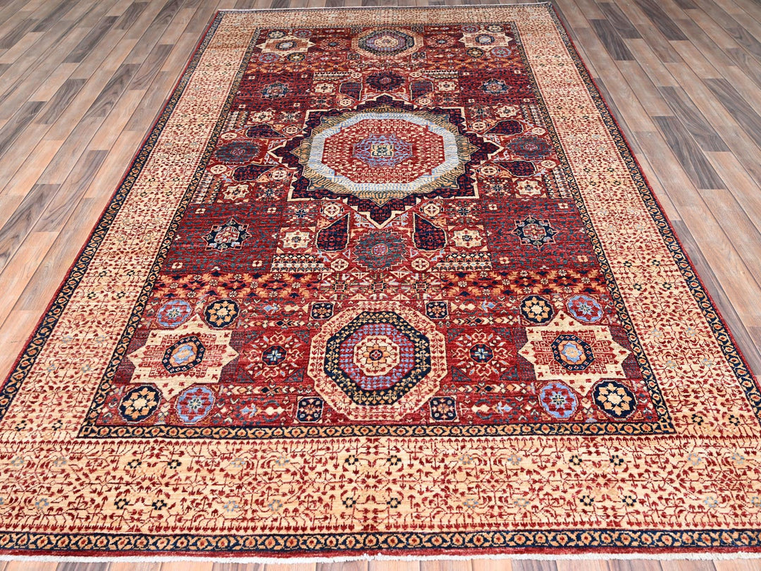 5'9" x 9'7" New Hand Knotted Red Wool Rectangle Oriental Rug - MOA10285882
