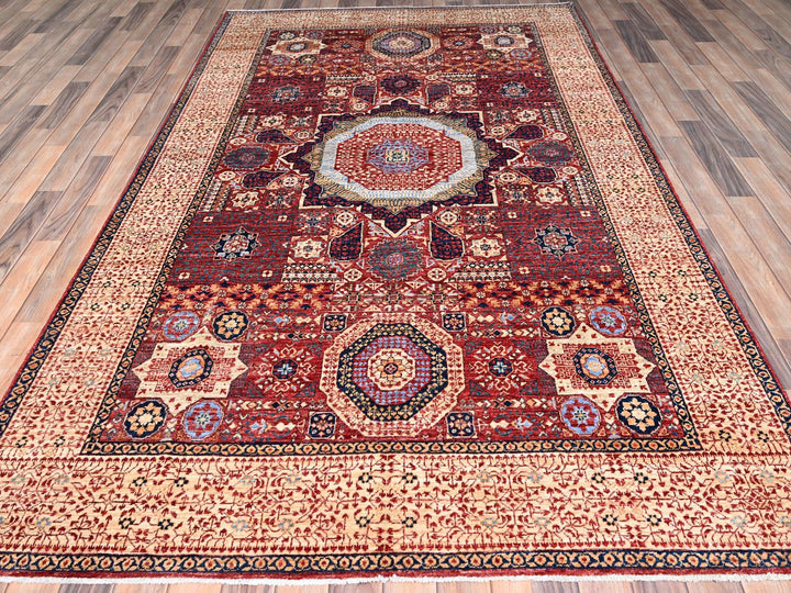 5'9" x 9'7" New Hand Knotted Red Wool Rectangle Oriental Rug - MOA10285882