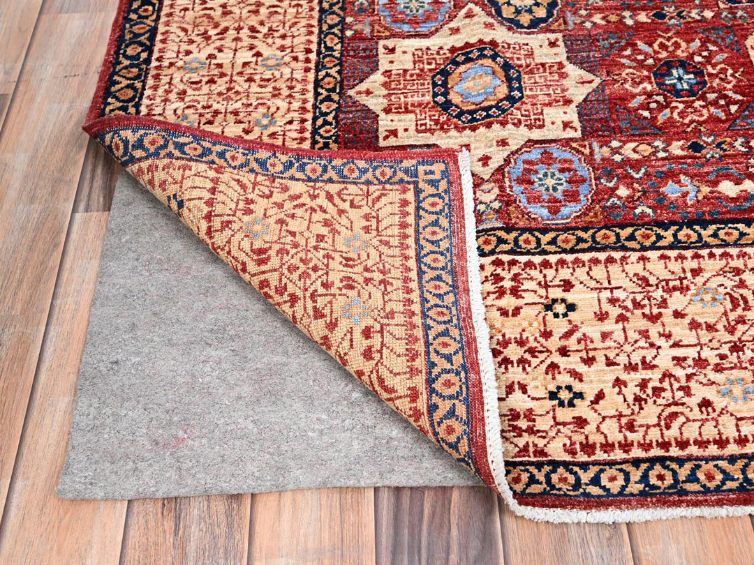 5'9" x 9'7" New Hand Knotted Red Wool Rectangle Oriental Rug - MOA10285882