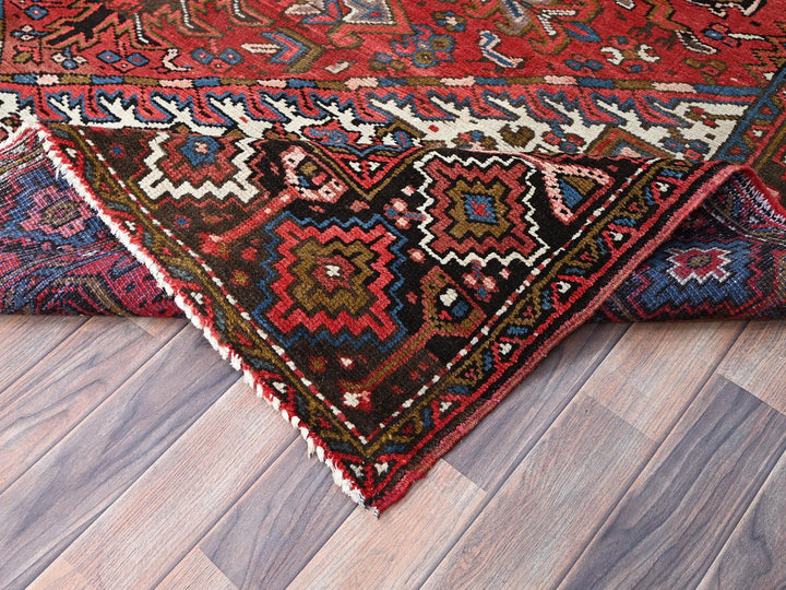7'6" x 10'7" Vintage Hand Knotted Red Wool Rectangle Oriental Rug - MOA10285888