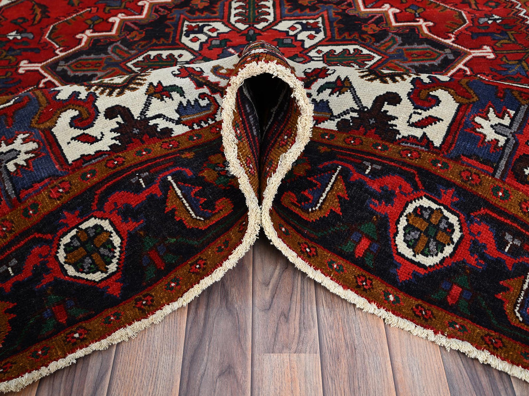 6'7" x 9'2" Vintage Hand Knotted Red Wool Rectangle Oriental Rug - MOA10285919