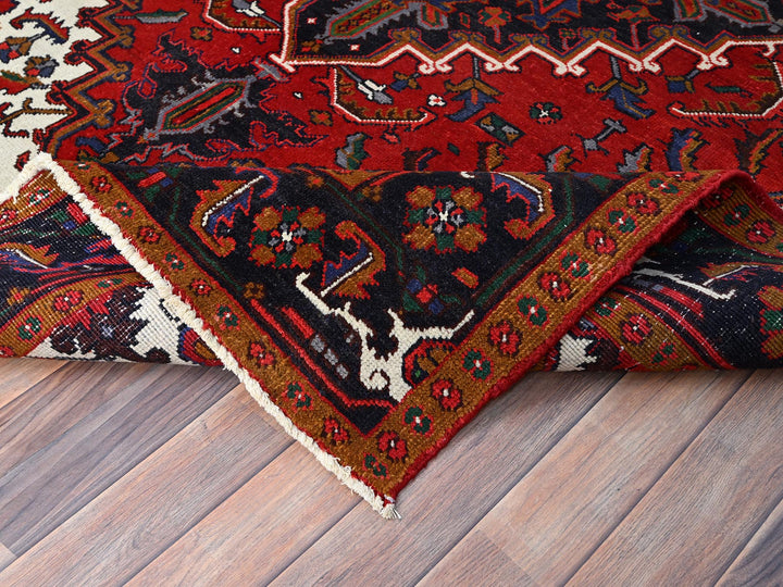 6'7" x 9'2" Vintage Hand Knotted Red Wool Rectangle Oriental Rug - MOA10285919
