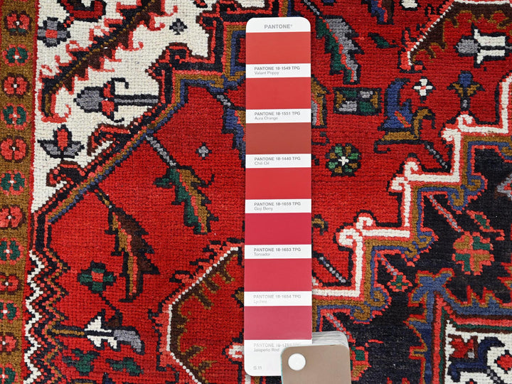 6'7" x 9'2" Vintage Hand Knotted Red Wool Rectangle Oriental Rug - MOA10285919