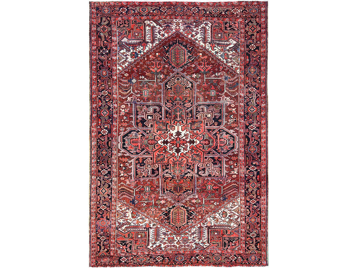 7'11" x 12'2" Vintage Hand Knotted Red Wool Rectangle Oriental Rug - MOA10285933