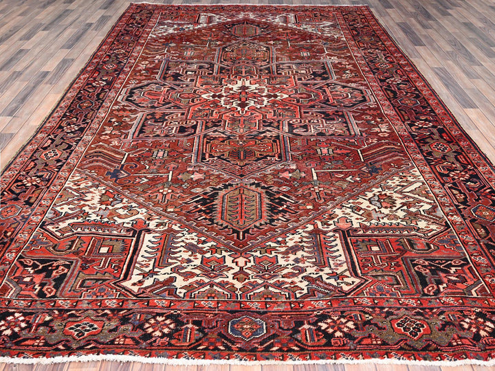 7'11" x 12'2" Vintage Hand Knotted Red Wool Rectangle Oriental Rug - MOA10285933