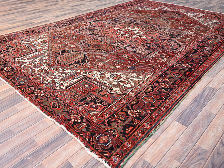 7'11" x 12'2" Vintage Hand Knotted Red Wool Rectangle Oriental Rug - MOA10285933