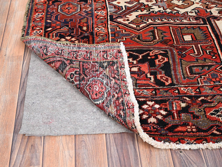 7'11" x 12'2" Vintage Hand Knotted Red Wool Rectangle Oriental Rug - MOA10285933