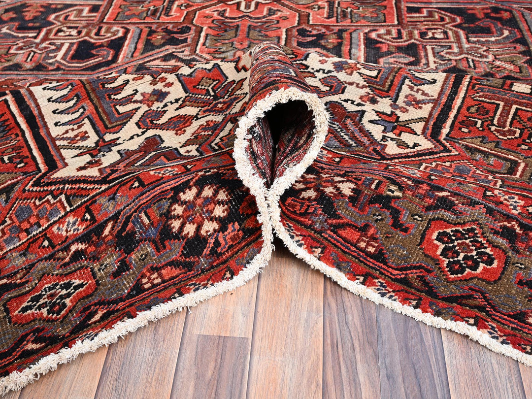 7'11" x 12'2" Vintage Hand Knotted Red Wool Rectangle Oriental Rug - MOA10285933