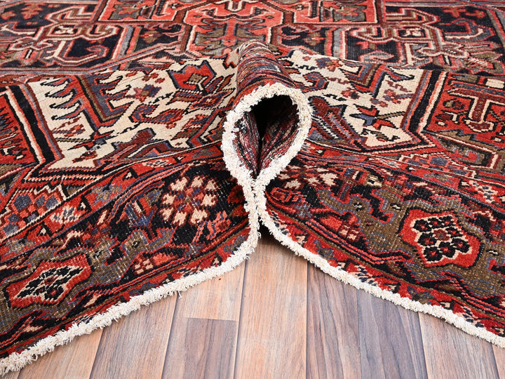 7'11" x 12'2" Vintage Hand Knotted Red Wool Rectangle Oriental Rug - MOA10285933