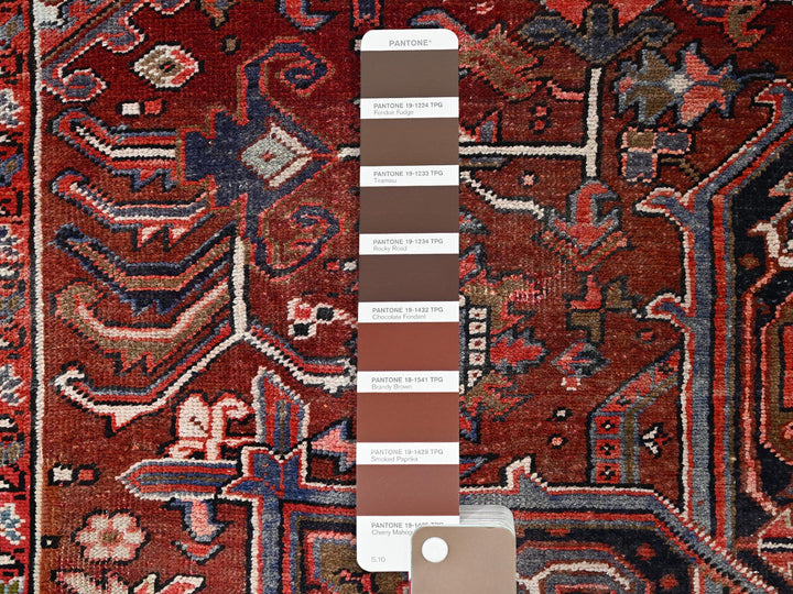 7'11" x 12'2" Vintage Hand Knotted Red Wool Rectangle Oriental Rug - MOA10285933