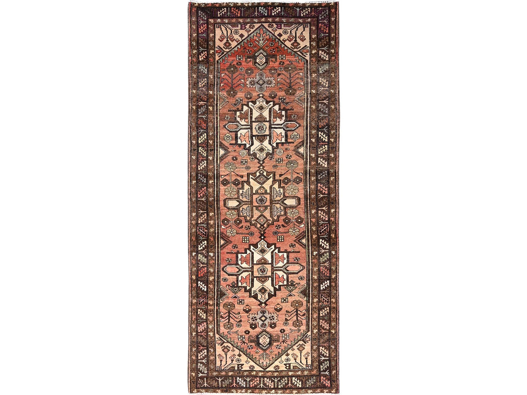 3'7" x 9'6" New Hand Knotted Red Wool Runner Oriental Rug - MOA10285956