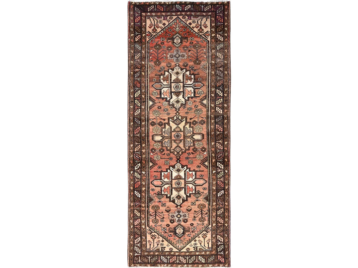 3'7" x 9'6" New Hand Knotted Red Wool Runner Oriental Rug - MOA10285956