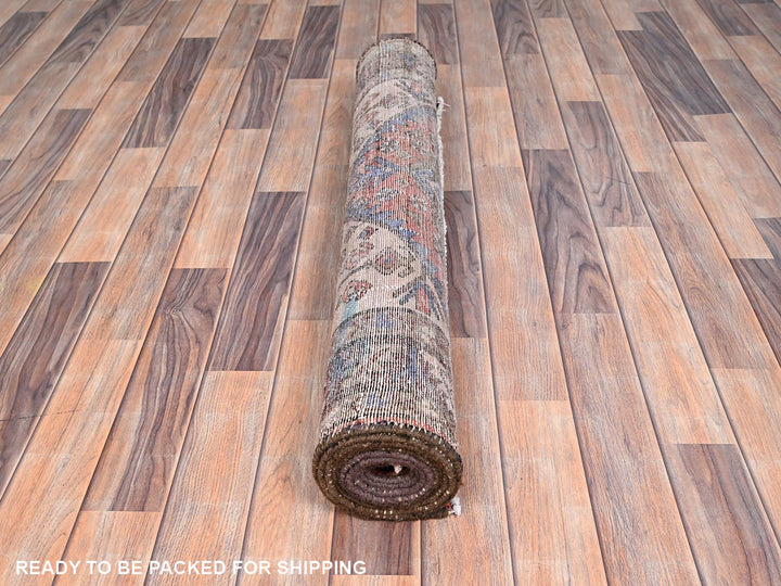 3'7" x 9'6" New Hand Knotted Red Wool Runner Oriental Rug - MOA10285956