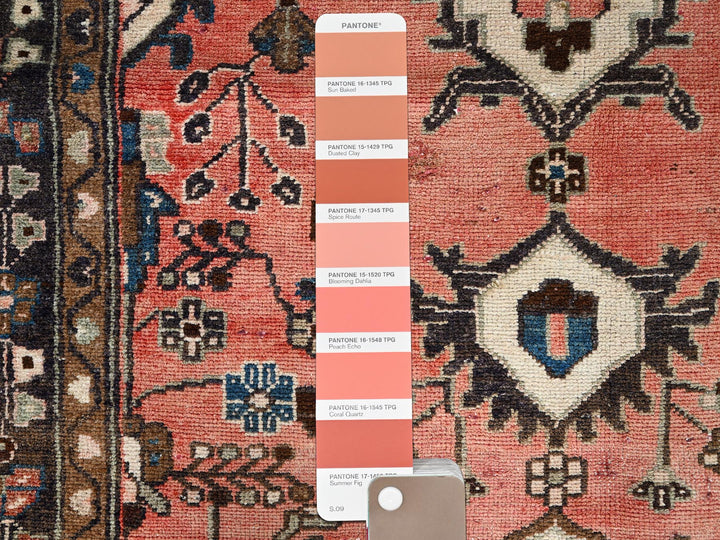 3'7" x 9'2" Vintage Hand Knotted Pink Wool Runner Oriental Rug - MOA10285970