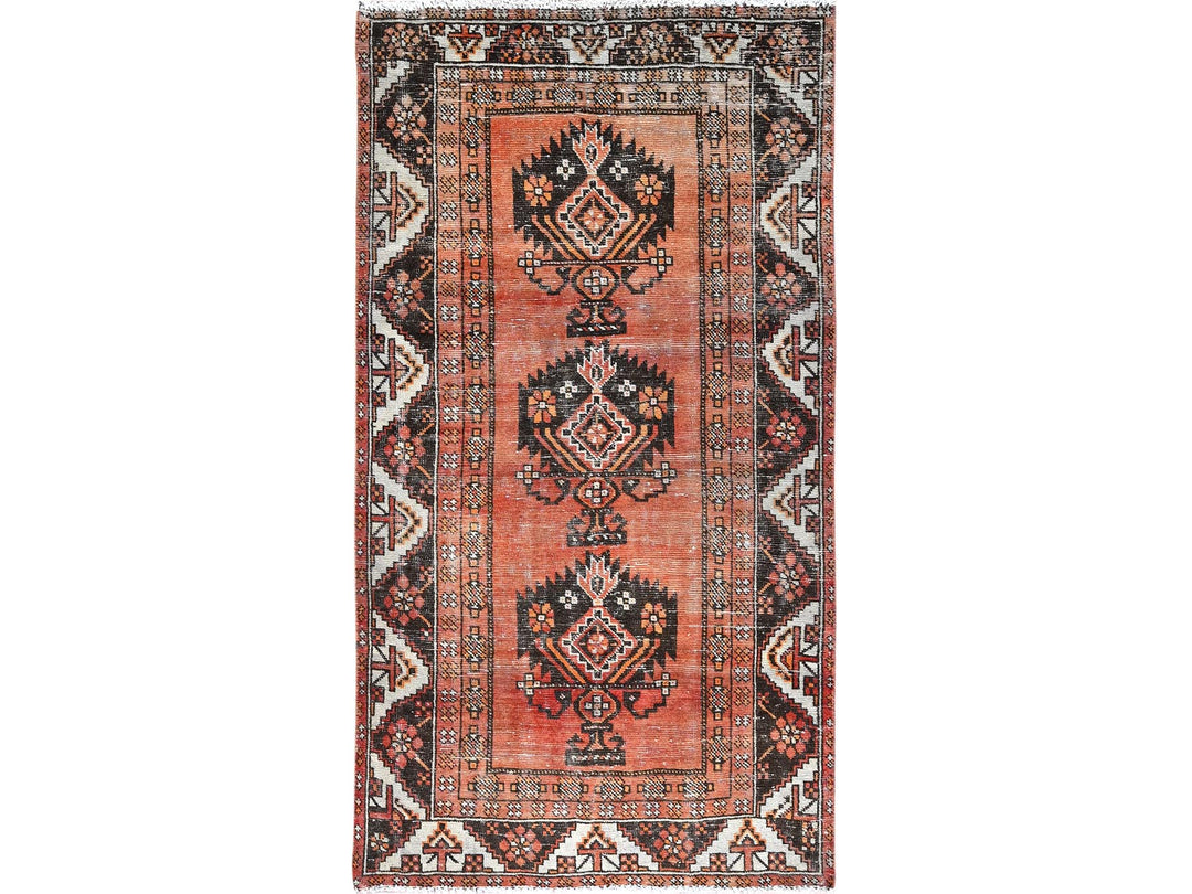 3'11" x 6'8" New Hand Knotted Brown Wool Rectangle Oriental Rug - MOA10285975