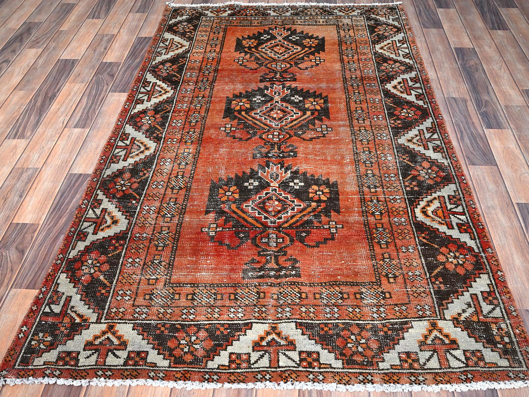 3'11" x 6'8" New Hand Knotted Brown Wool Rectangle Oriental Rug - MOA10285975