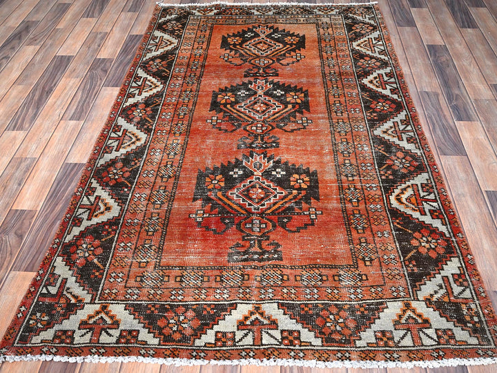 3'11" x 6'8" New Hand Knotted Brown Wool Rectangle Oriental Rug - MOA10285975