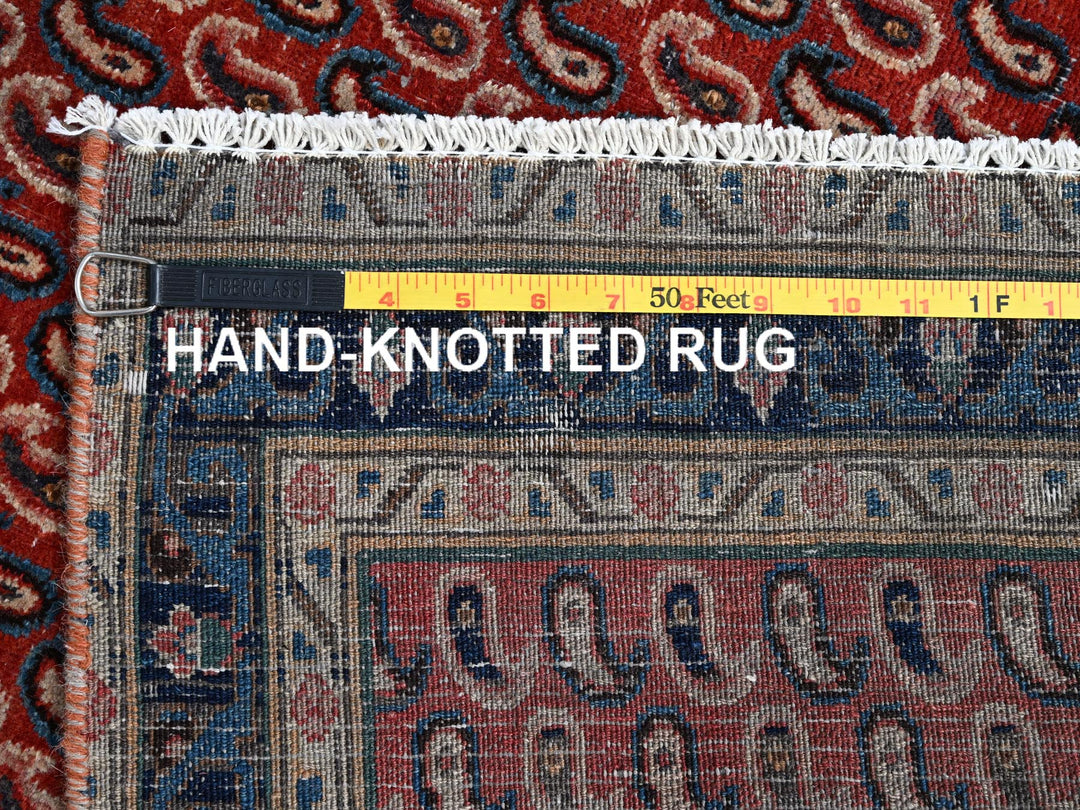 4'1" x 6'7" Vintage Hand Knotted Red Wool Runner Oriental Rug - MOA10285976