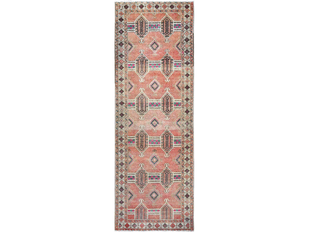 3'6" x 10'0" New Hand Knotted Brown Wool Runner Oriental Rug - MOA10285978