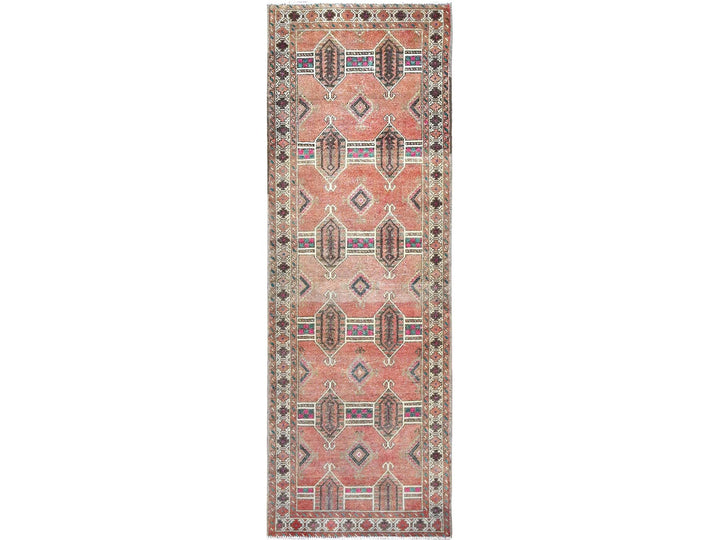 3'6" x 10'0" New Hand Knotted Brown Wool Runner Oriental Rug - MOA10285978