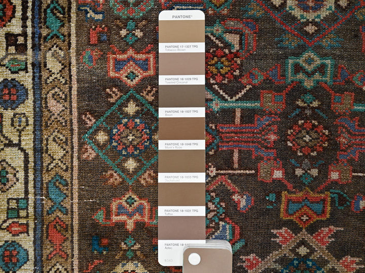 3'5" x 10'4" Vintage Hand Knotted Brown Wool Runner Oriental Rug - MOA10285985