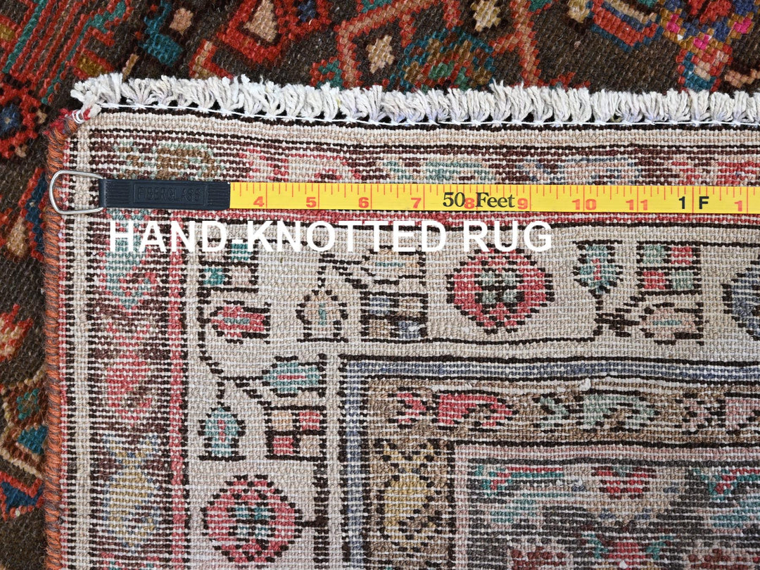 3'5" x 10'4" Vintage Hand Knotted Brown Wool Runner Oriental Rug - MOA10285985